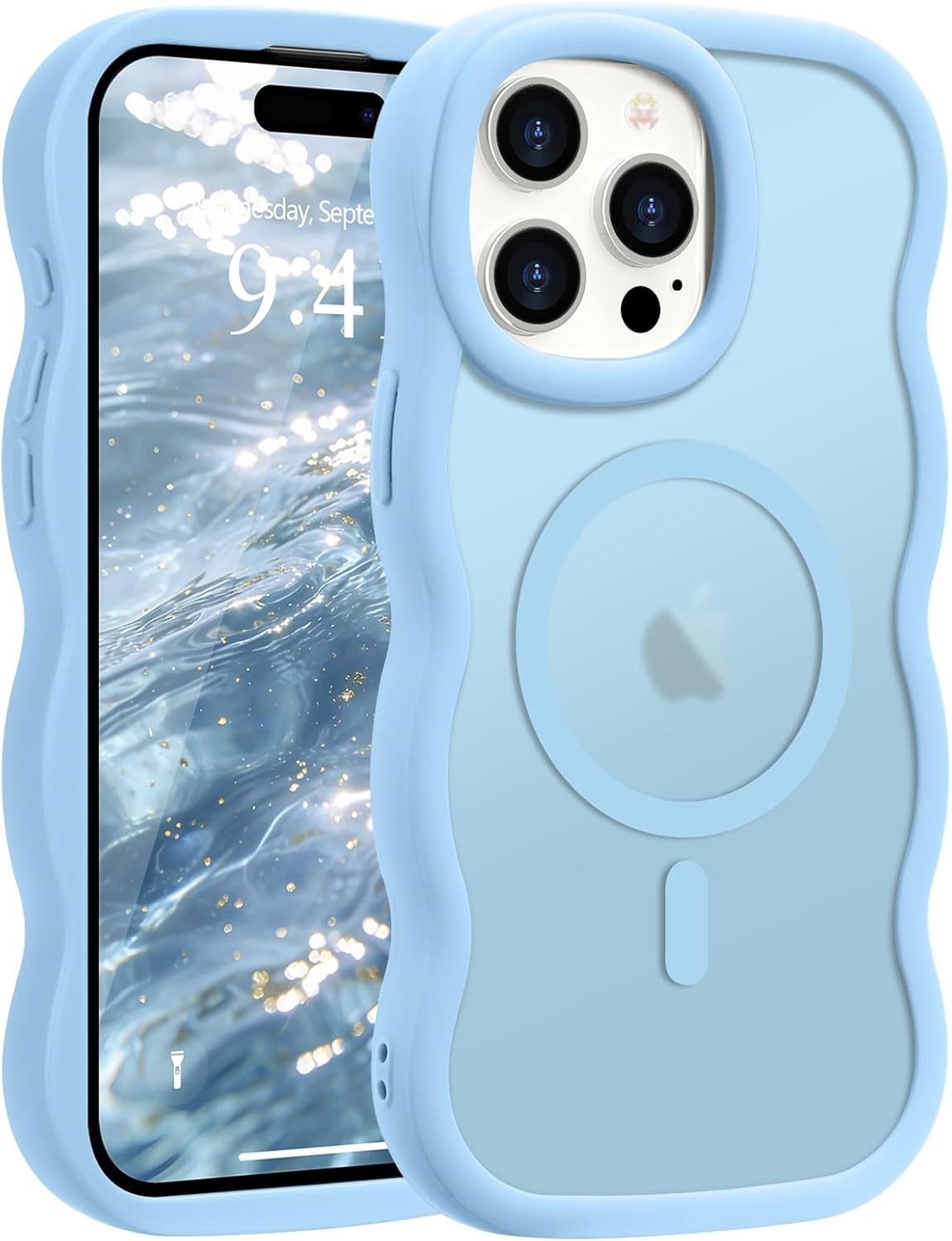 Pepmune for iPhone 16 Pro Max Case Curly Wavy Frame Translucent, Burgundy