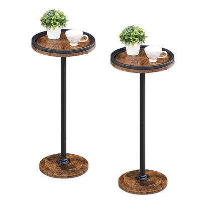 HOOBRO Small Round Side Table, Drink Table, Coffee Martini Table with Pedestal Accent for Small Spaces in Living Room, Bedroom, Sofa Couch, Rustic Brown BF168BZ01