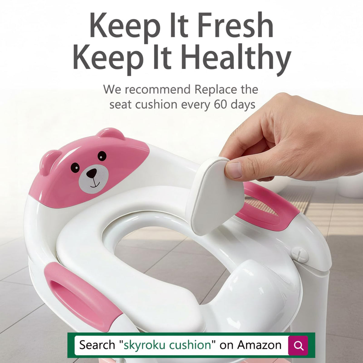 Potty Training Toilet for Toddlers, 2-in-1 Potty Training seat, Anti-Slip (Chocolate, Bear)