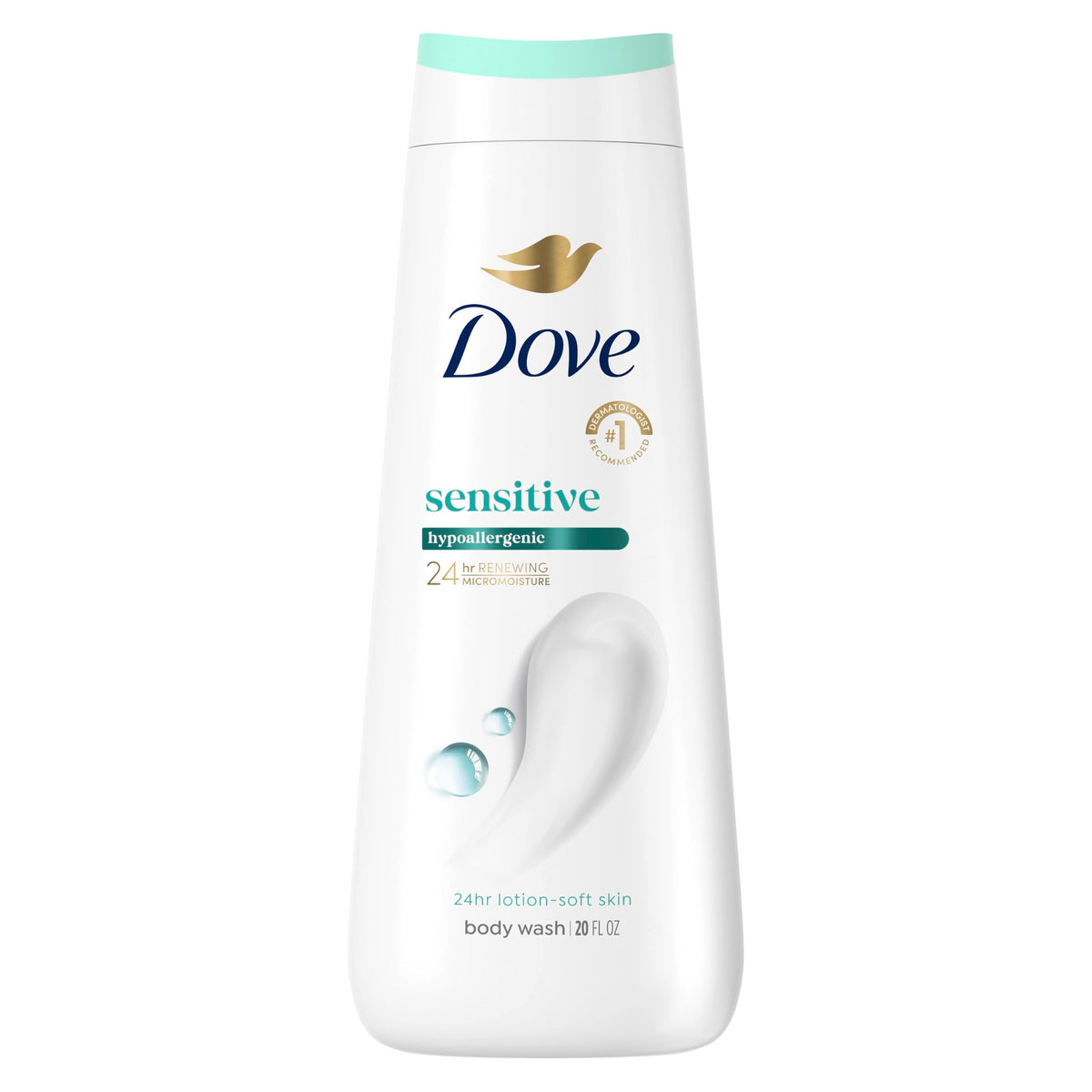 Dove Sensitive Skin Body Wash, 24hr Lotion-Soft Skin, 30.6 oz