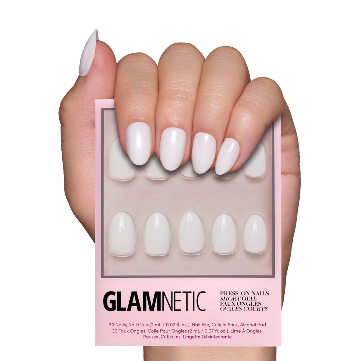 Glamnetic Press On Nails, Short Almond Glossy, Fake Nails 24pc Nail Kit