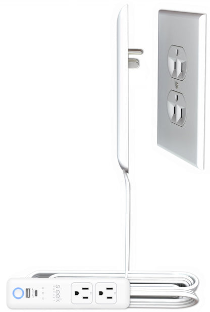 Sleek Socket Original & Patented Ultra-Thin Outlet Concealer with Cord Concealer Kit, Flat Extension Cord with Multi Outlets Power Strip, Ideal for Home Improvement, Hide Bulky and Messy Cords