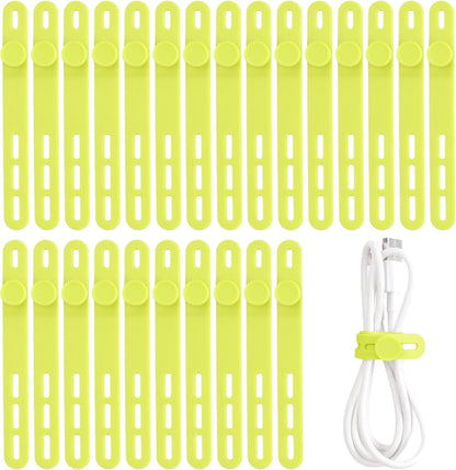 25 Pcs Silicone Cable Ties, Cable Ties Reusable, High Elasticity Cord Wraps for Electrical Cords, Cord Organizer for Earphone, Phone Charger(White)