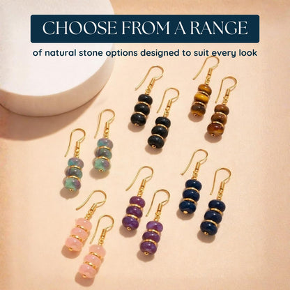 Gempires Beaded Gemstone Dangle Earrings for Women, Boho Gold Birthstone