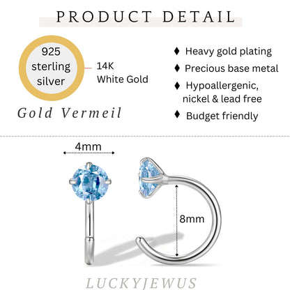 925 Sterling Silver Small Huggie Half Hoop Earrings for Women