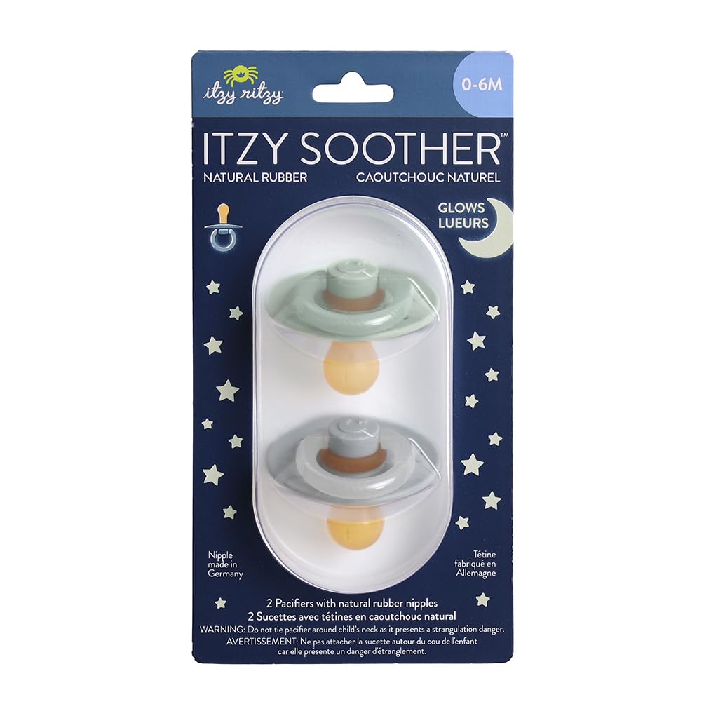 Itzy Ritzy Natural Rubber Pacifiers for 0–6 Mos, Set of 2, Blossom/Rosewood