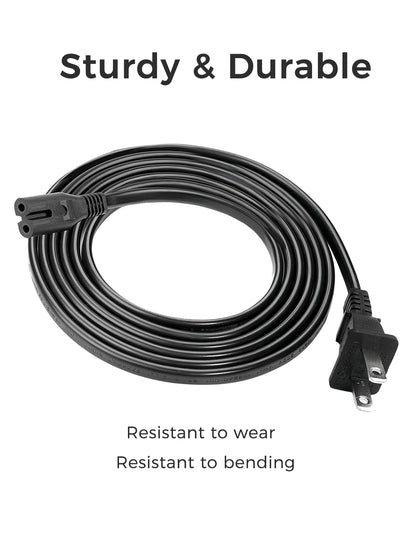TPLTECH AC Power Cord for Sony PS5/PS4/PS3 Slim, Xbox Series S/Series X, Xbox One S/One X, 2 Prong C7 Universal TV Power Cable Replacement