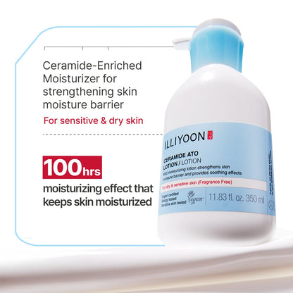 Illiyoon Ceramide Ato Concentrate Cream | Moisturizer for Dry & Sensitive Skin, 100hr Lasting Hydration, For Face & Body, Gentle for Infants, Moisture Barrier Repair, Vegan Certified, 6.76 fl.oz.