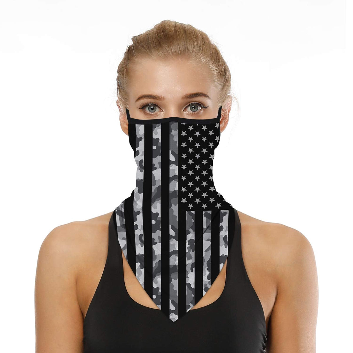 YAYOUREL Neck Gaiter Face Mask Bandanas for Men Women UV Face Scarf Cover Ear Loop Hole Facemask for Fishing Running Cycling