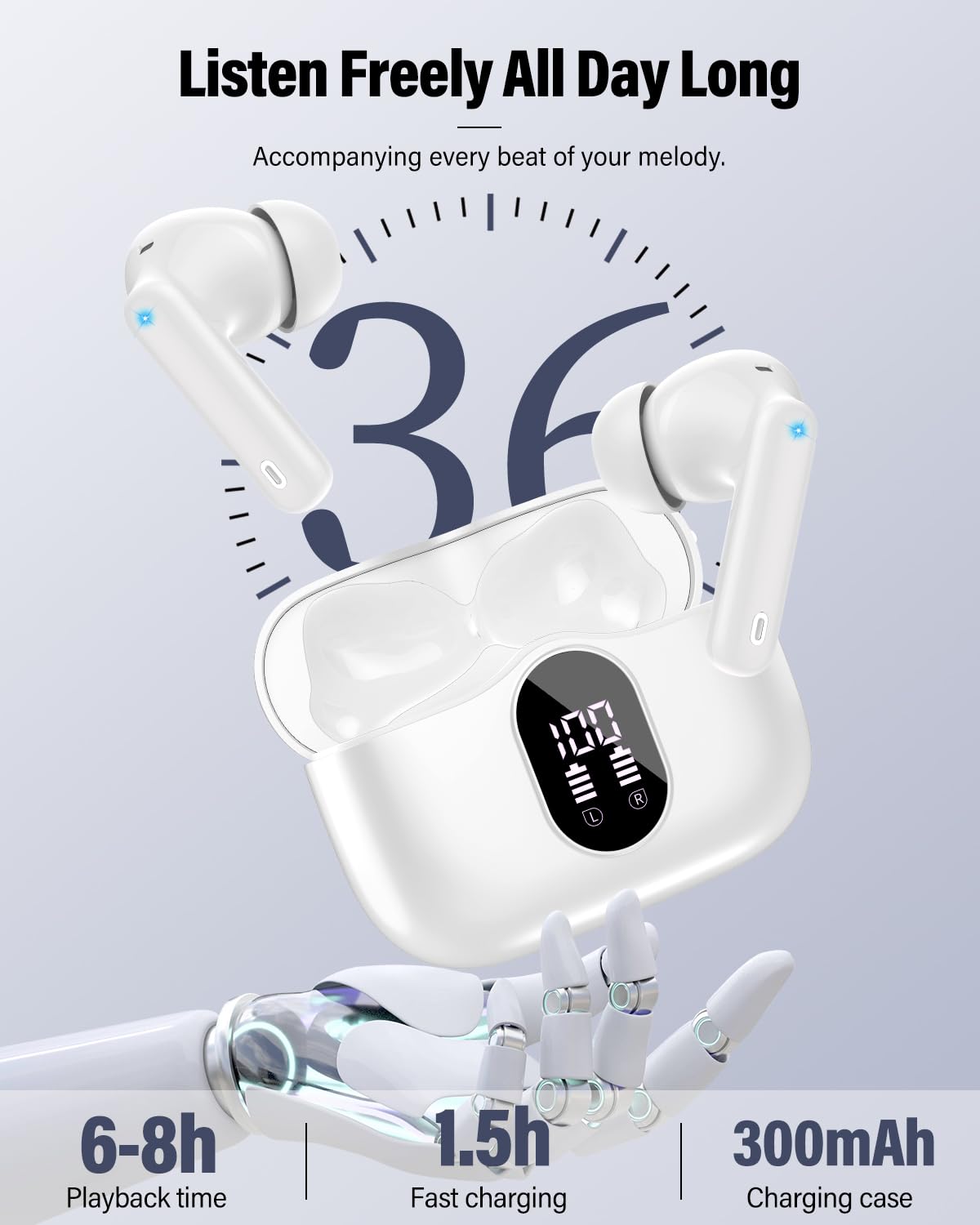 Wireless Earbuds, Bluetooth 5.4 Headphones Bass Stereo/Clear Call,Rose Gold