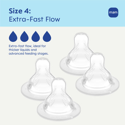 MAM Baby Bottle Anti-Colic Medium Flow Nipples, Fits All MAM Bottles, 2 Pk