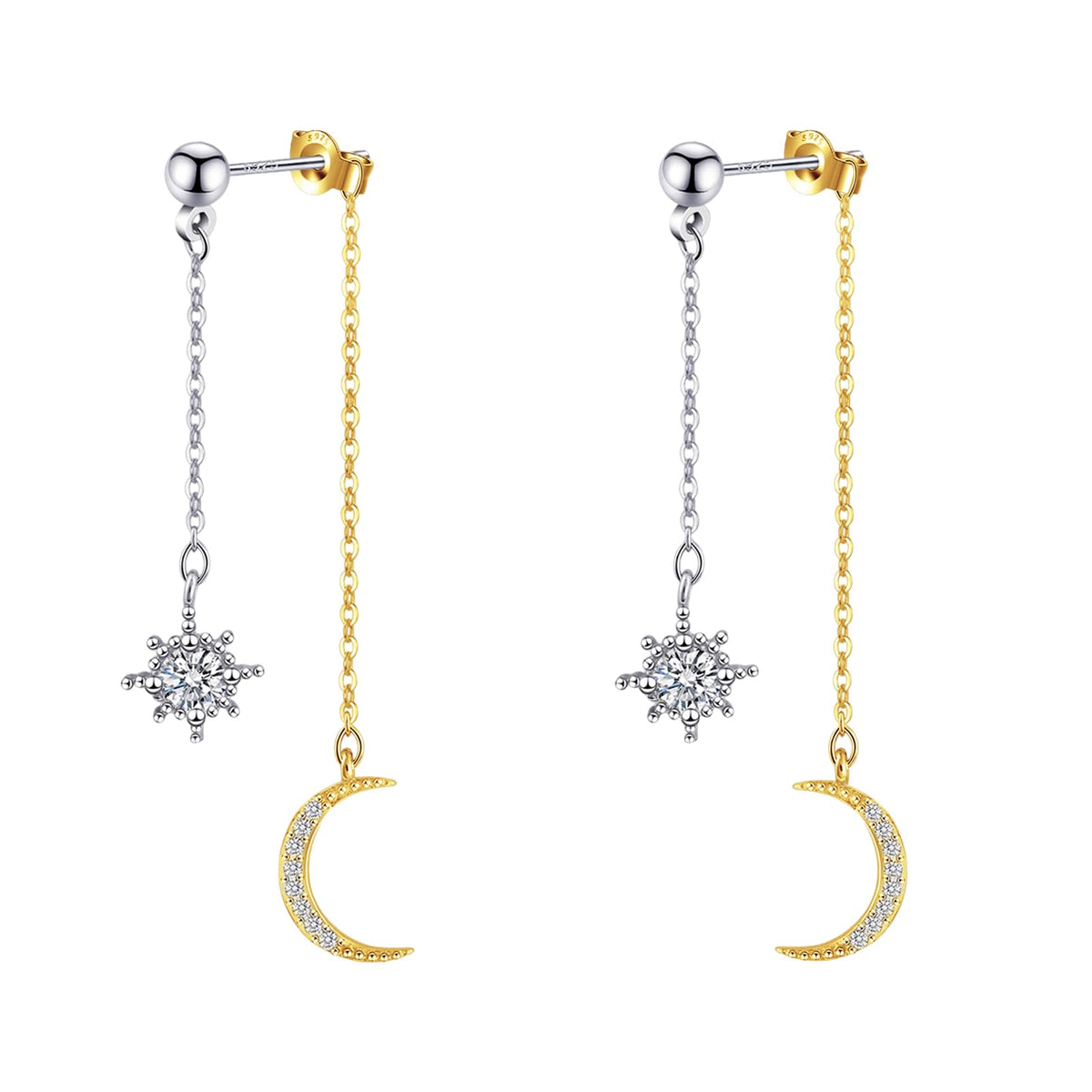 Moon and Star Dangle Earrings