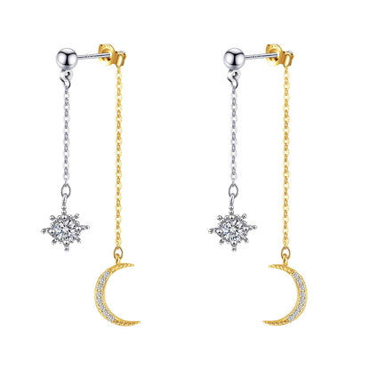 Moon and Star Dangle Earrings
