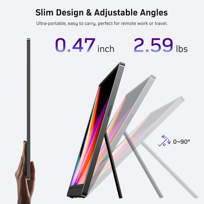 MNN 15.6" 4K Portable Monitor, UHD IPS, USB-C HDMI, with Smart Cover Stand