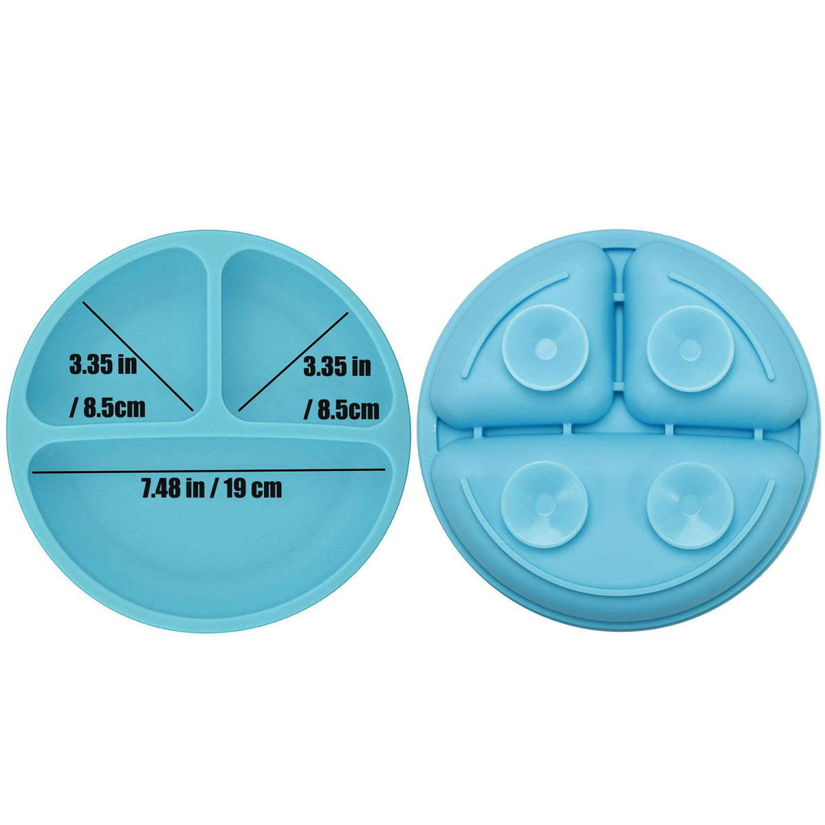 PandaEar 3 Pack Toddler Plates, Silicone Divided Suction Plate for Babies, BPA-Free 100% Food-Grade Silicone Unbreakable Baby Plate (Pink/Purple/Blue, Without Lids)