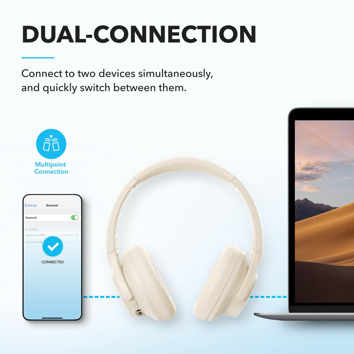 soundcore by Anker Q20i Hybrid Active Noise Cancelling Headphones, Black
