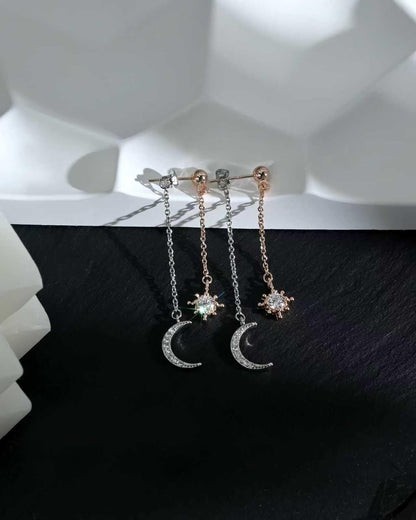 Moon and Star Dangle Earrings