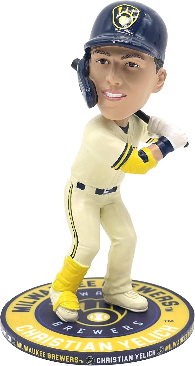 Christian Yelich Milwaukee Brewers 5 Inch Repeat Name On Base Bobblehead MLB Baseball