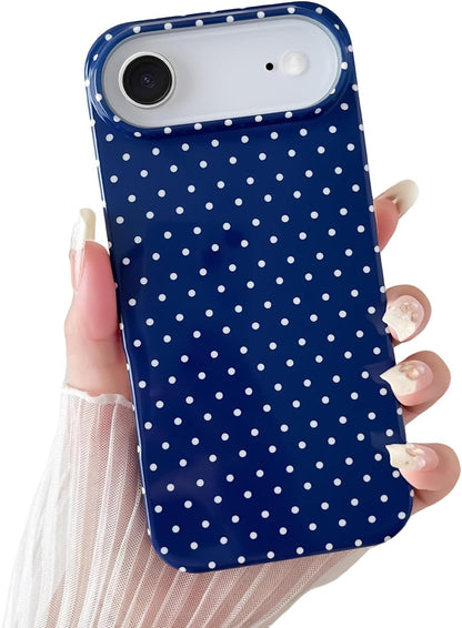 Yeddabox for iPhone 15 Case Cute Polka Dot Phone Case Soft TPU Slim Shockproof Phone Cover for Women Girls, Blue
