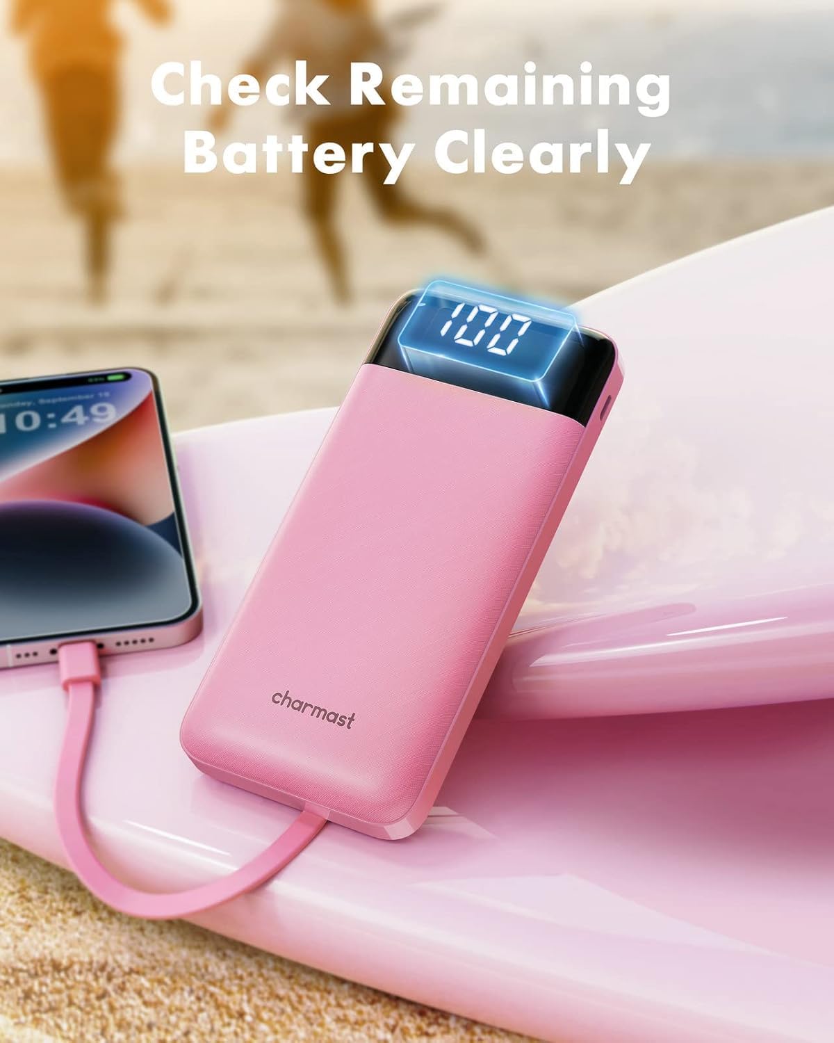 charmast Portable Charger Power Bank with Reinforced Built-in 4 Cables