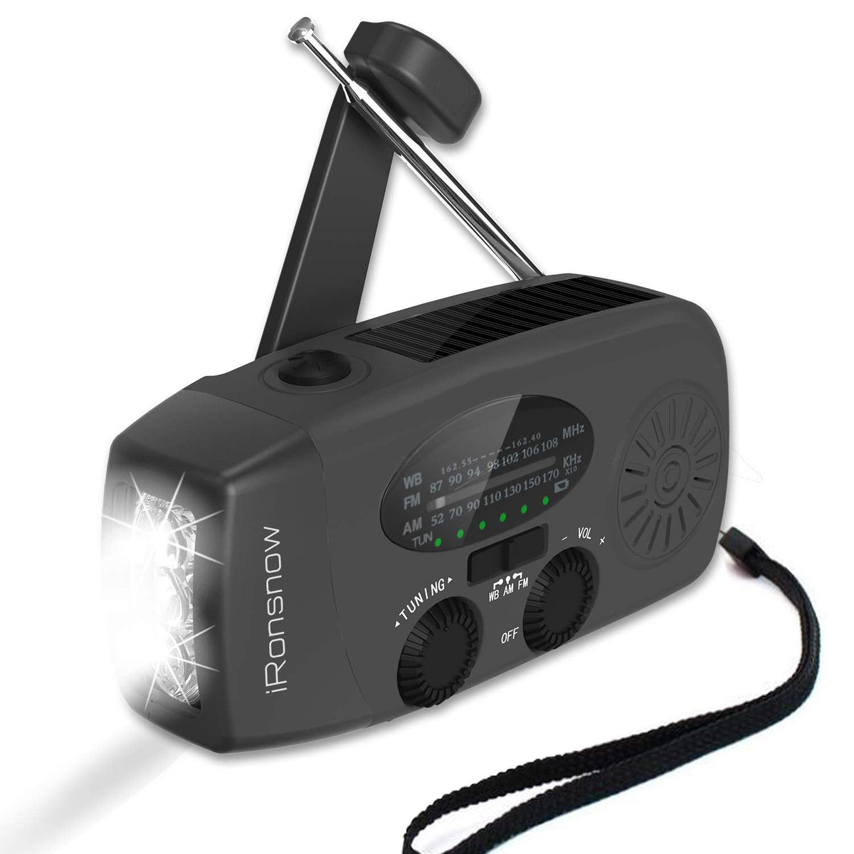 2000mAh Wind Up Solar Radio, Emergency Weather Radio,FM/AM Hand Crank Radio