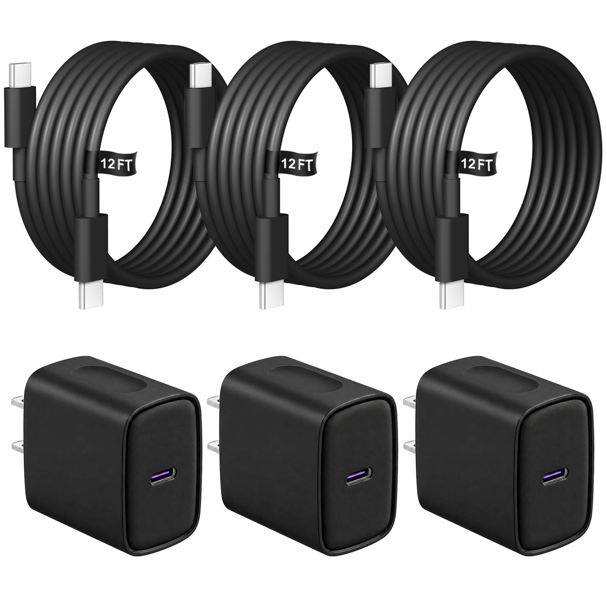 iPhone 18 17 16 15 Charger Fast Charging 3 Pack USB C Charger Block