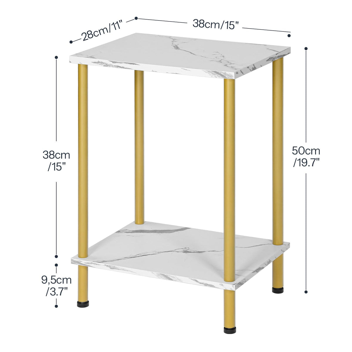 HOOBRO End Table, Small Side Table, Nightstand with 2-Layer Storage Shelves, Sofa Table for Small Spaces, Living Room, Bedroom, Stable Frame, Easy Assembly, Rustic Brown BF09BZ01