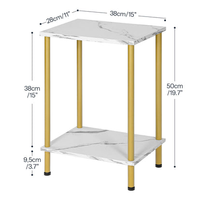 HOOBRO End Table, Small Side Table, Nightstand with 2-Layer Storage Shelves, Sofa Table for Small Spaces, Living Room, Bedroom, Stable Frame, Easy Assembly, Rustic Brown BF09BZ01