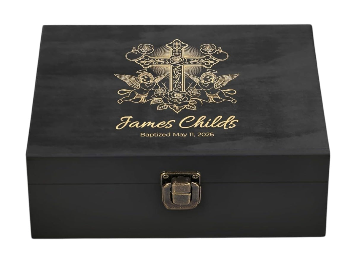 Personalized Wooden Keepsake Box, Custom Engraved Memory Box with Lid