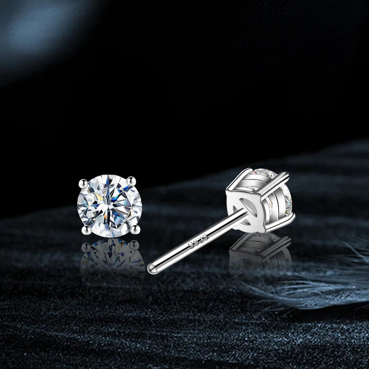 Moissanite Stud Earrings GRA 925 Sterling Silver Earrings for Men