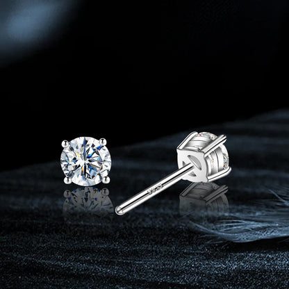 Moissanite Stud Earrings GRA 925 Sterling Silver Earrings for Men