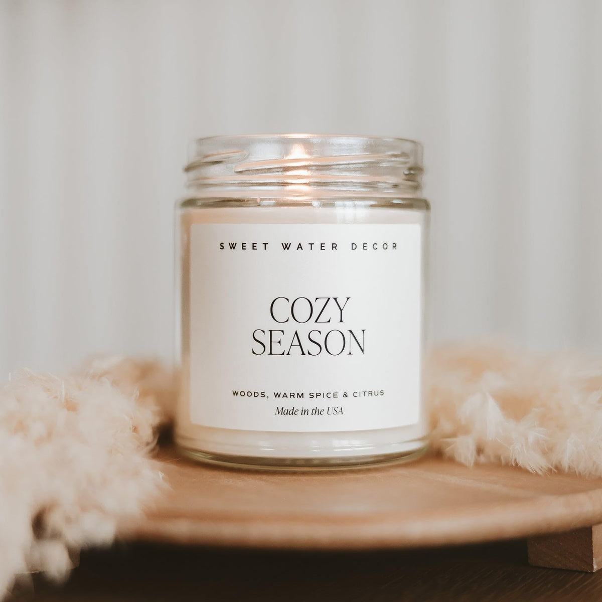 Sweet Water Decor Cinnamon Roll Candle, 9oz Clear Jar, Fall Scent