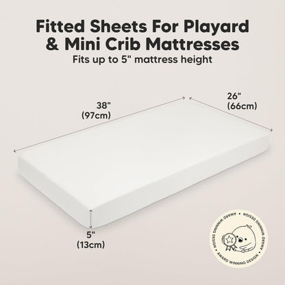 2pk Mini Crib Sheets Fitted 38x26 Pack N Play Mattress Sheet (Bumble Bear)