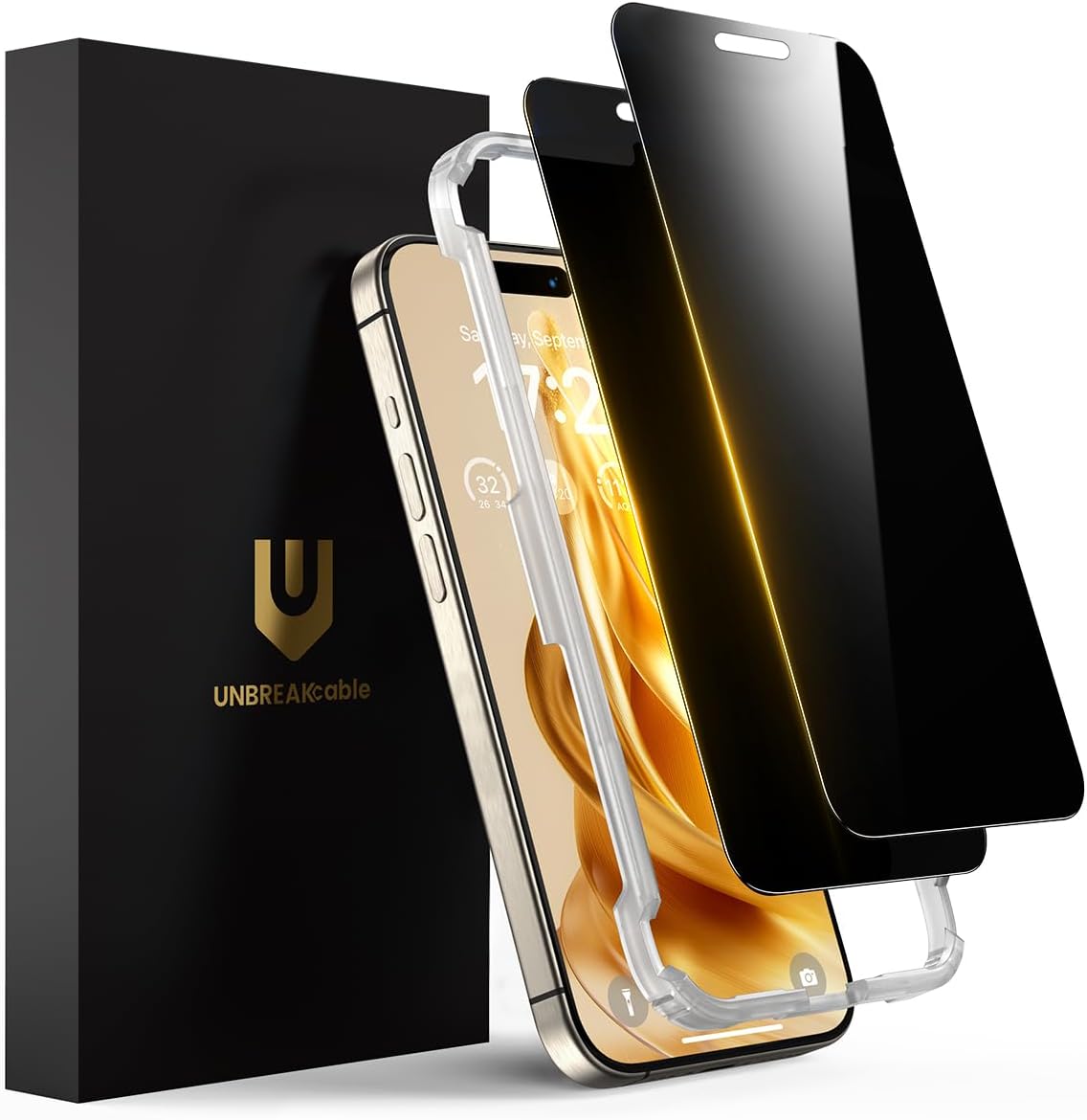UNBREAKcable Privacy Screen Protector for iPhone 15, Full Coverage