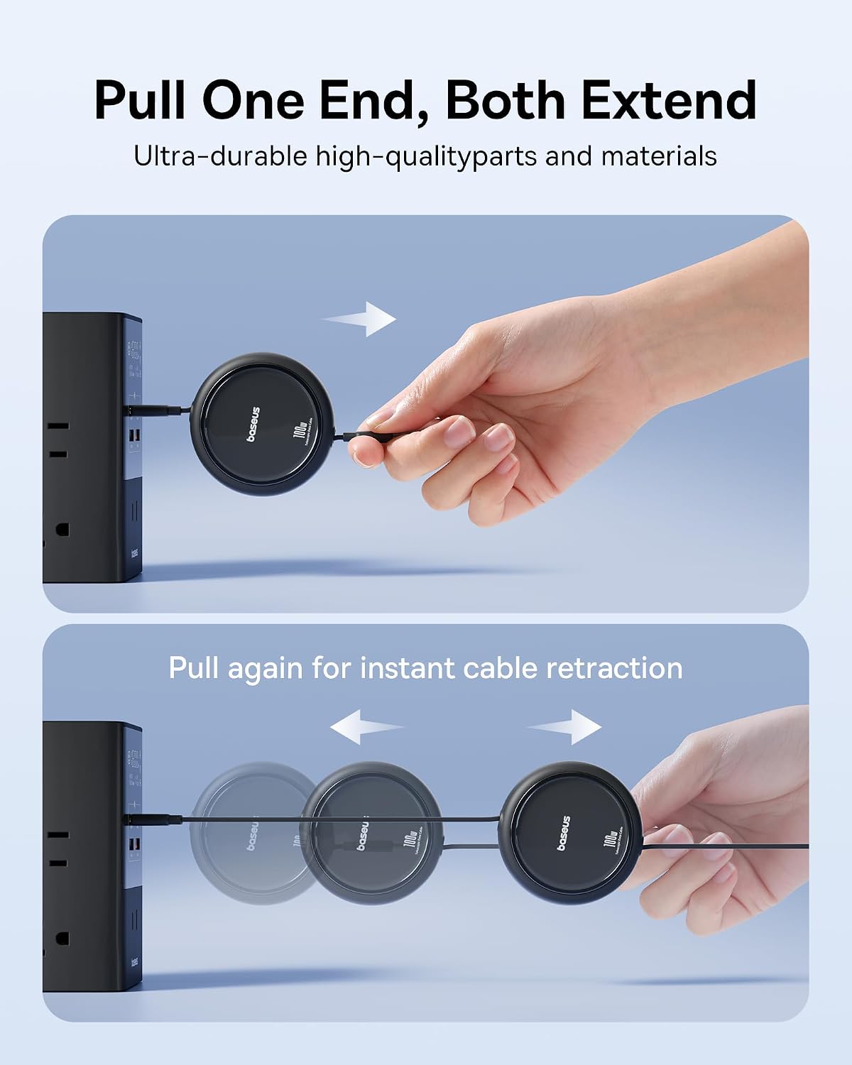 Baseus USBC to USBC Cable, 100W Retractable USB C 5A Fast Charging Cable PD3.1 140W USB C Charger, PPS Fast Charger Type C, Fast Charging Block
