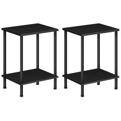 HOOBRO End Table, Small Side Table, Nightstand with 2-Layer Storage Shelves, Sofa Table for Small Spaces, Living Room, Bedroom, Stable Frame, Easy Assembly, Rustic Brown BF09BZ01
