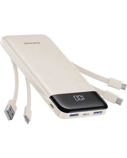 charmast Portable Charger Power Bank with Reinforced Built-in 4 Cables