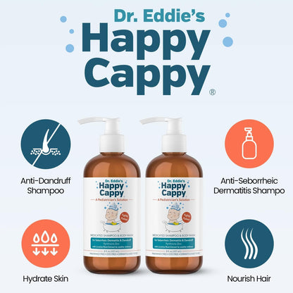 Happy Cappy Medicated Shampoo and Body Wash with Beanie Brush - 2 Pieces