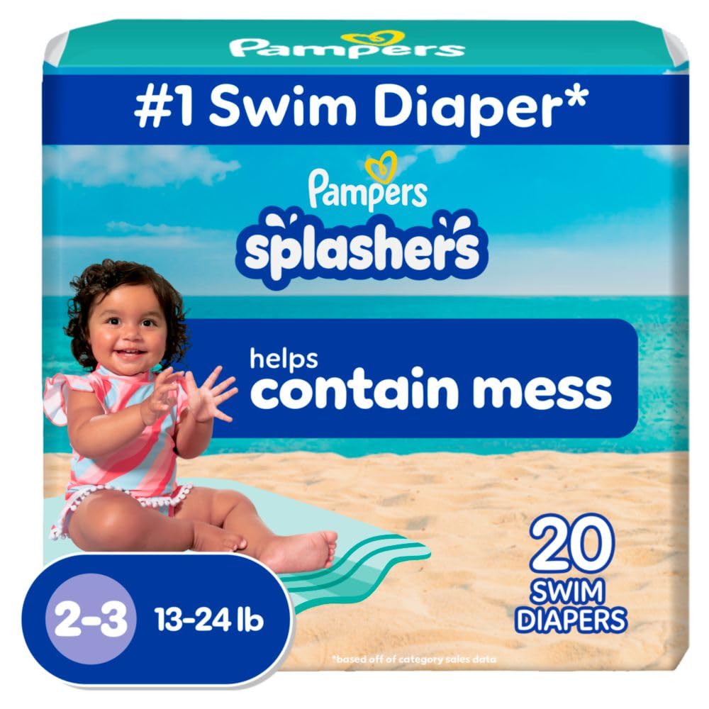 Pampers Splashers Swim Diapers, Size 4, 18 Count, Disposable Swim Diapers, Contains Mess, No Swell
