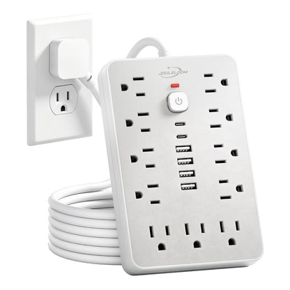 6 FT Flat Plug Surge Protector Power Strip,11 AC Outlets with 6 USB Ports