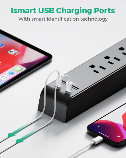 2 Pack 20FT Power Strip Surge Protector, Extension Cord Multiple Outlets