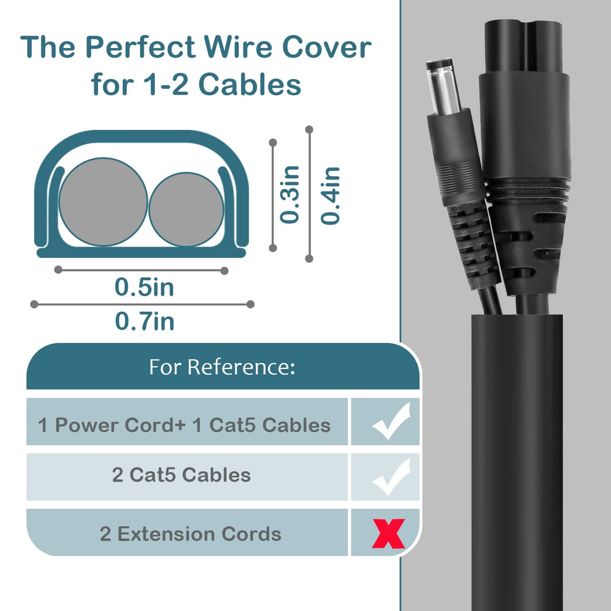 ZhiYo 85" Cord Cover for 1 Wire, Mini White Cord Hider Wall, 0.5"W x 0.3"H
