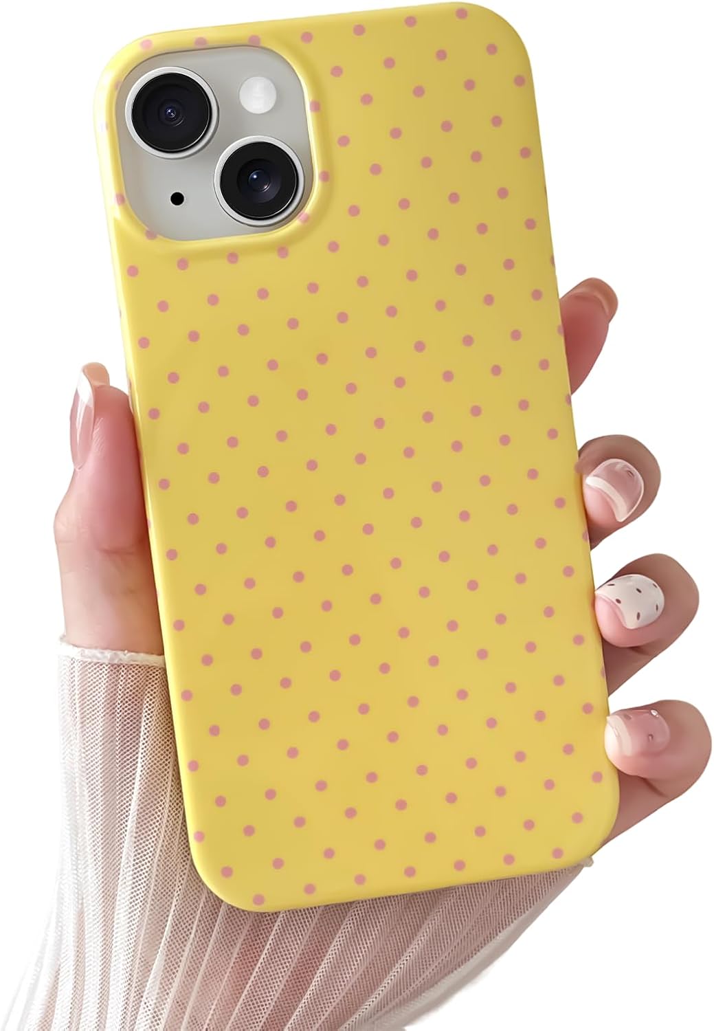 Yeddabox for iPhone 15 Case Cute Polka Dot Phone Case Soft TPU Slim Shockproof Phone Cover for Women Girls, Blue