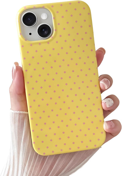Yeddabox for iPhone 15 Case Cute Polka Dot Phone Case Soft TPU Slim Shockproof Phone Cover for Women Girls, Blue