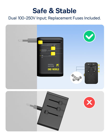 Baseus 70W Universal Travel Adapter, 6-in-1 International Plug Adapter