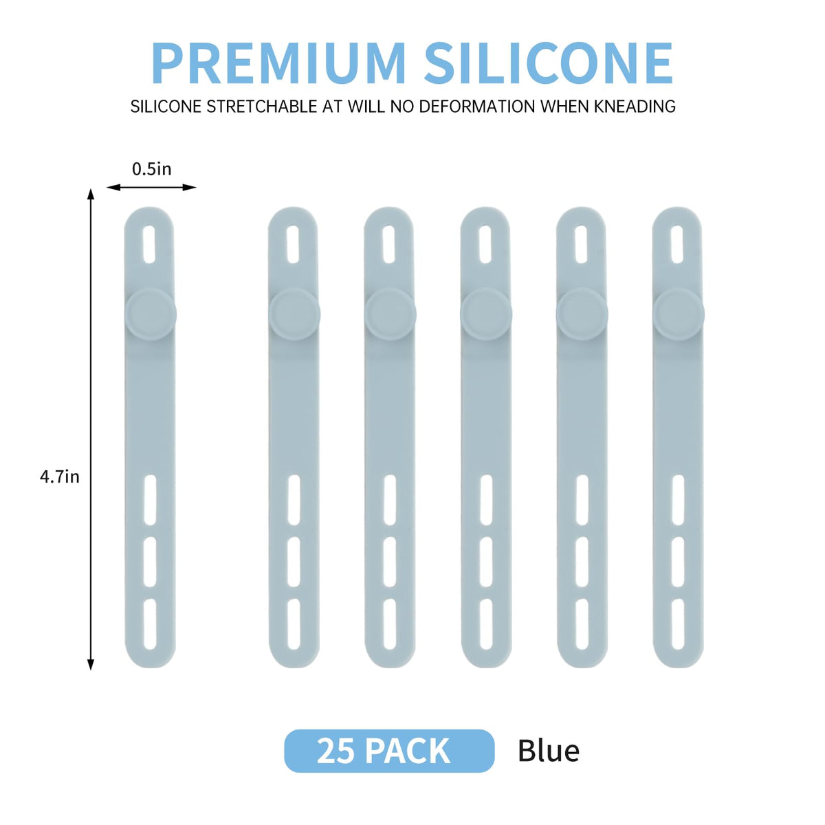 25 Pcs Silicone Cable Ties, Cable Ties Reusable, High Elasticity Cord Wraps for Electrical Cords, Cord Organizer for Earphone, Phone Charger(White)