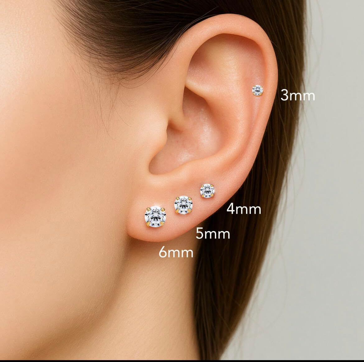Renkovte Dainty Flat Back Screw Back CZ Stud Earrings | Hypoallergenic 316L Stainless Steel | 5A CZ Sparkle | Secure Screw-On Design | Perfect for Cartilage & Sensitive Ears (Silver Color)
