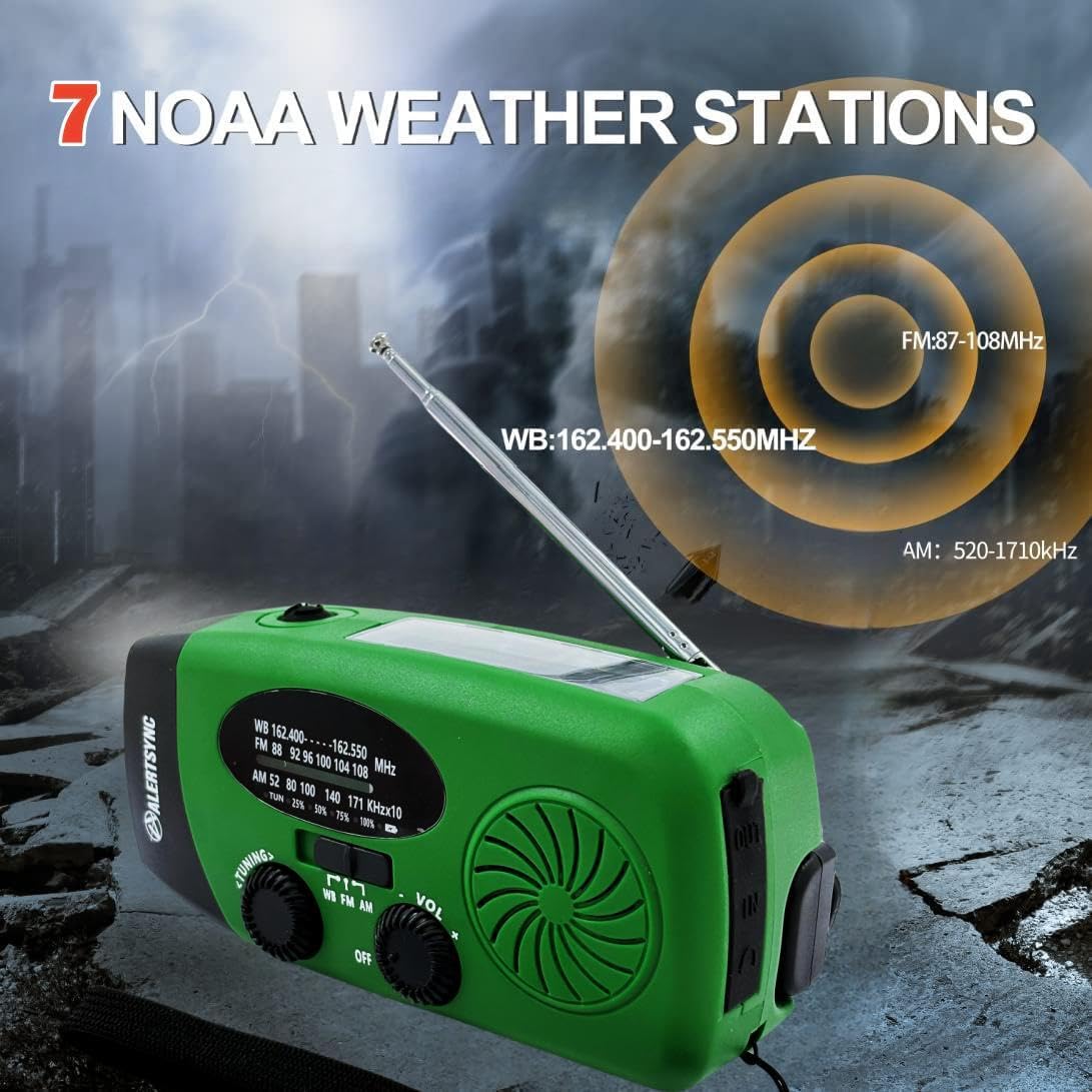 2000mAh Wind Up Solar Radio, Emergency Weather Radio,FM/AM Hand Crank Radio