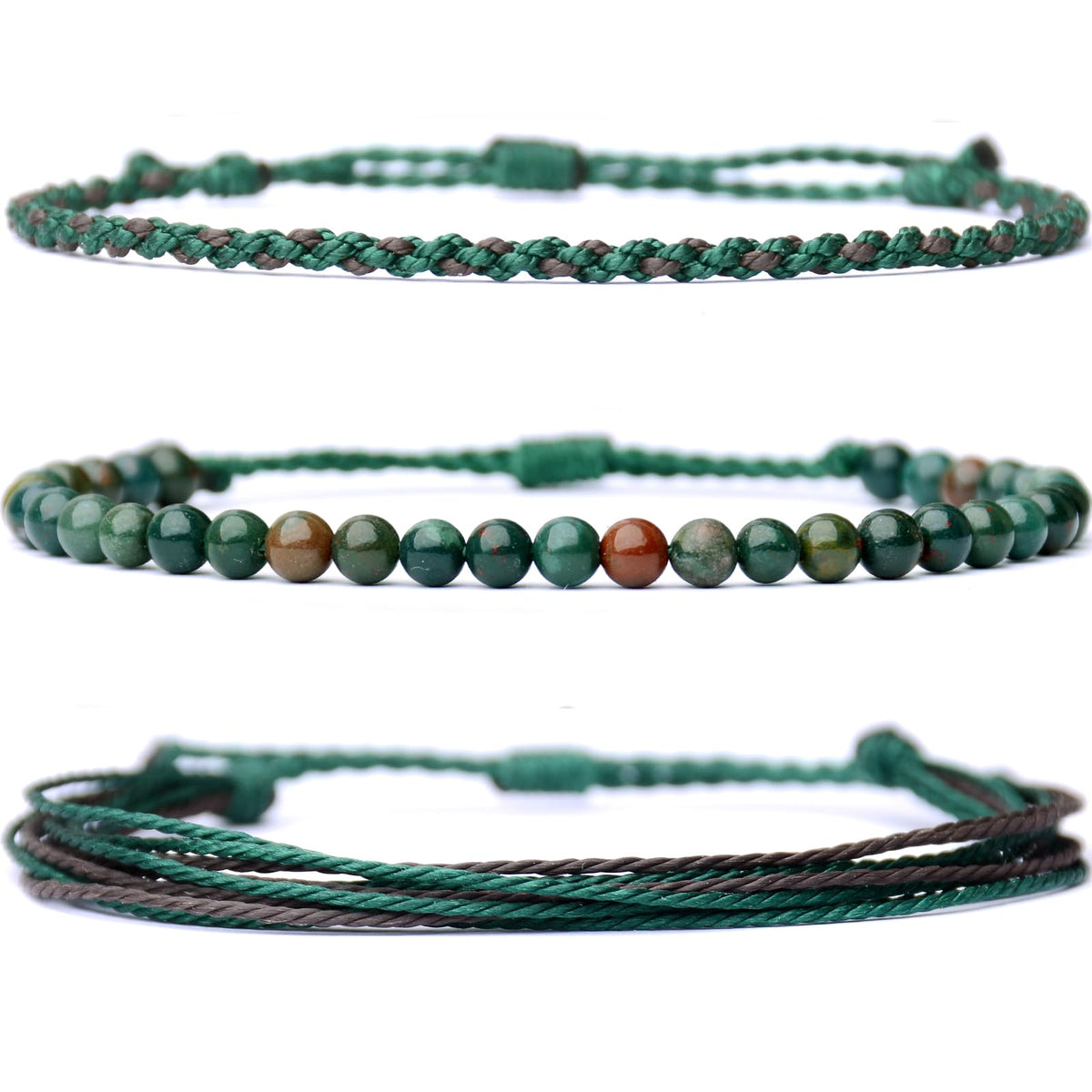 Mezcla Vida Handmade Natural Stone Beaded Healing Bracelet Gift for Men Adjustable Rope String Bracelet