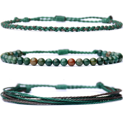 Mezcla Vida Handmade Natural Stone Beaded Healing Bracelet Gift for Men Adjustable Rope String Bracelet